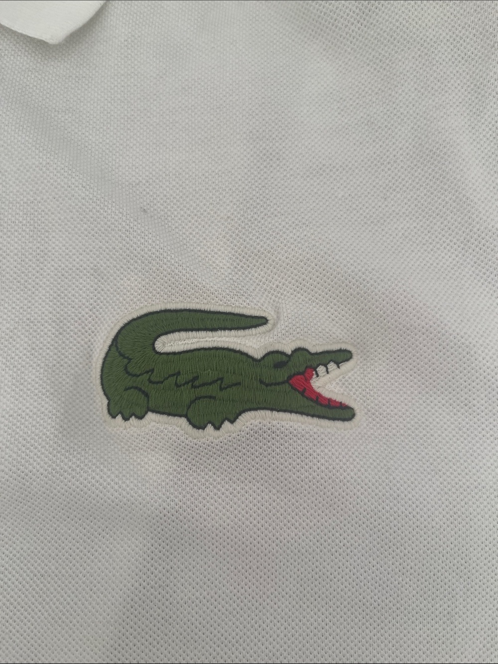 Lacoste White Polo with Green Crocodile Patch - Picture 2 of 6